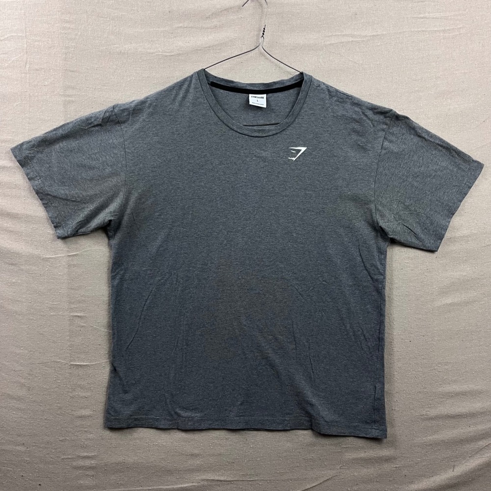 Gymshark T-Shirt Mens‎ Large Gray Heather Short Sleeve Logo Athletic Workout Top